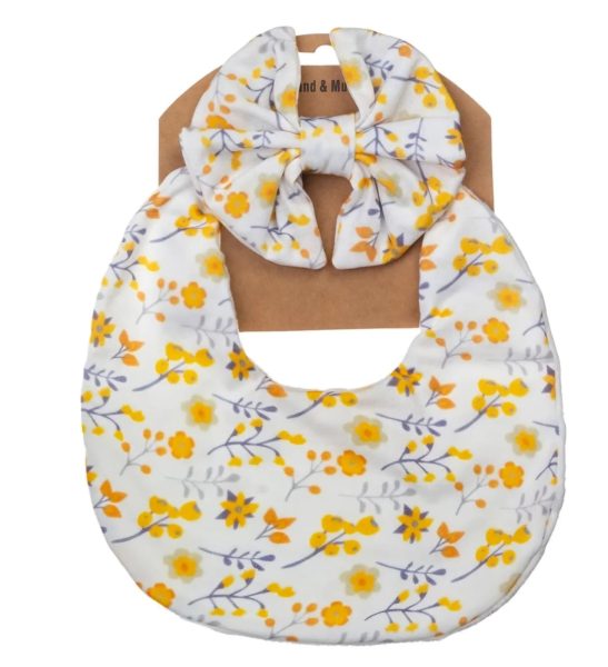 Babero más diadema (floreado amarillo)